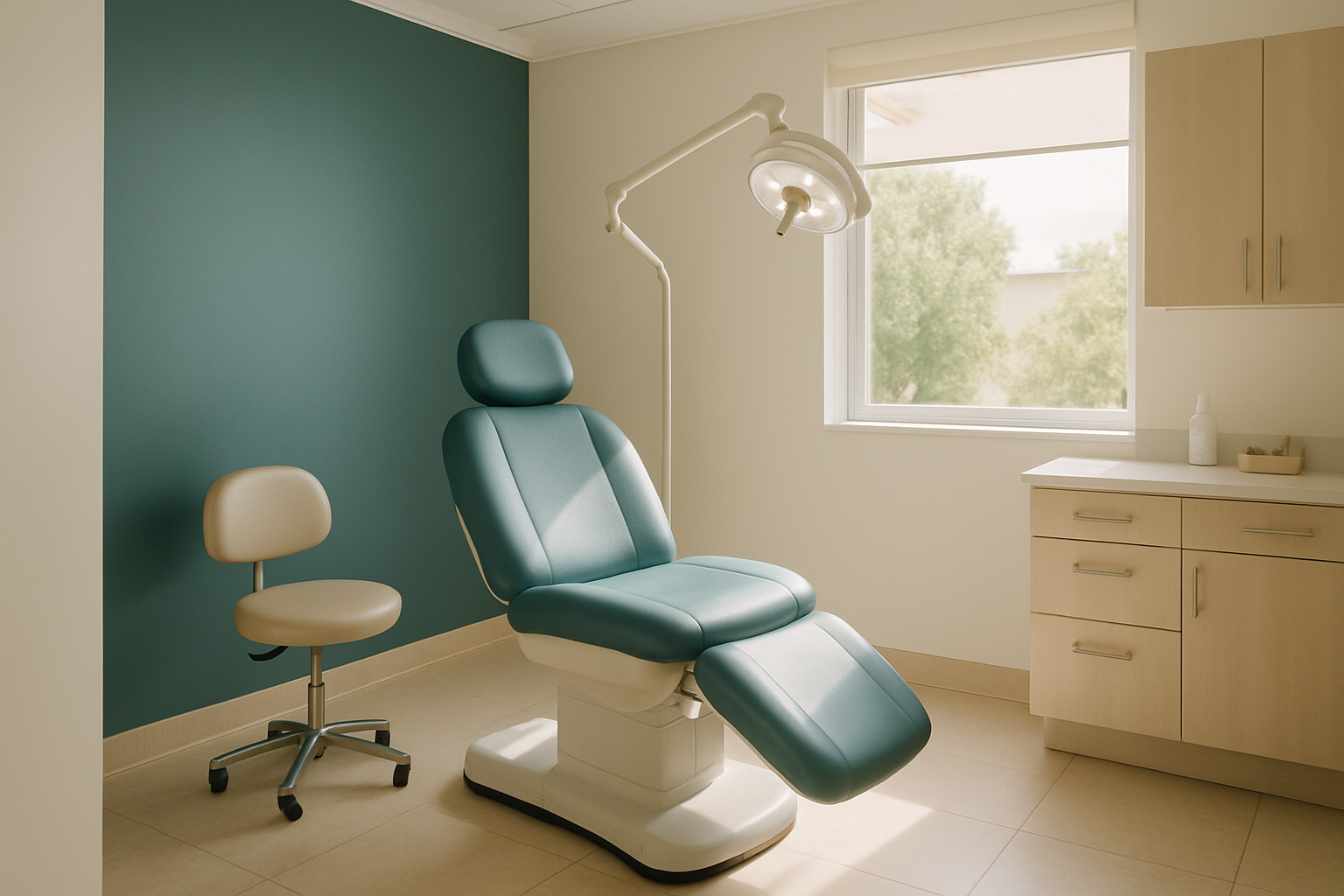 Rhinoplasty — ENVIRONMENTAL WIDE of the treatment room from doorway, no people, daylight